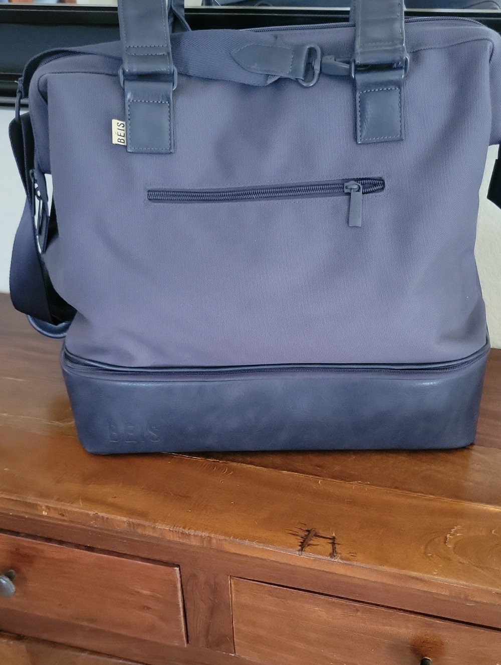 BEIS Blue Weekend  Tote with Leather-Look Base